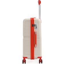 Piel Lino Büyük Boy ve Küçük Polipropilen Valiz PL015239-LS Beyaz-Turuncu