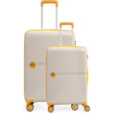 Piel Lino Büyük Boy ve Küçük Polipropilen Valiz PL015239-LS Beyaz-Sarı