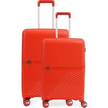 Piel Lino Büyük Boy ve Orta Polipropilen Valiz PL015239-LM Turuncu