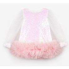 Le Mabelle Beyaz  Etek Ucu Fırfır Detaylı Kız Bebek Elbise - Violet