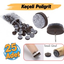 Badem10 Çivili Keçeli Plastik Poligrit (25 Adet) Mobilya Masa Sandalye Parke Laminat Zemin Koruyucu Pabuç
