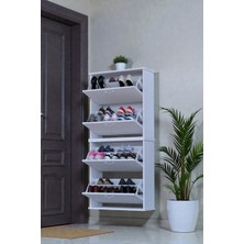 Eliusta Berrak Beyaz 8 Bölmeli Ayakkabılık 72 cm Genişlikte Duvara Monte 72X156X26 cm Ayakkabılık