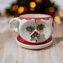 Ceresshop Noel Ev El Yapımı Seramik Fincan