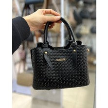 Armine Siyah Kadın Örgülü El ve Omuz Çanta 25YD7416