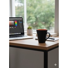 Seramik Kupa Bardak 250 ml – Şık ve Modern Tasarım (Siyah Turuncu - Siyah Yeşil)