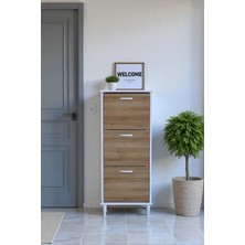 Eliusta Nefes Ayaklı 52 cm Ayakkabılık Kapı Önü/antre 3 Düşer Kapaklı Meşe 52X127X26 cm  Ayakkabılık