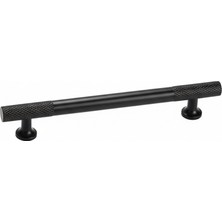 TRS Mobaks Trs Lüks Alüminyum Metal 507 Ovamalı Tırtıklı Kulp Mat Siyah Dolap Mutfak Çekmece Vestiyer Kulp