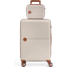 Piel Lino Kabin Boy ve Makyaj Polipropilen Valiz PL015239-SMK Beyaz-Camel