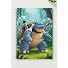 Black-One Pokemon (Blastoist) A5 Metal Spiralli Çizgisiz  kalın bristol Kapak ÖZEL TASARIM TEMALI A5 DEFTER