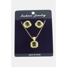 SiHako Kare Zirkon Taşlı Set Kolye