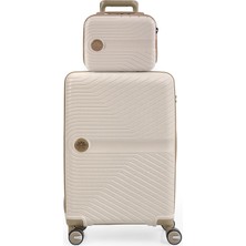 Piel Lino Kabin Boy ve Makyaj Polipropilen Valiz PL015239-SMK Beyaz-Bej