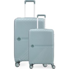 Piel Lino Büyük Boy ve Küçük Polipropilen Valiz PL015239-LS Mavi