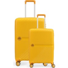 Piel Lino Büyük Boy ve Küçük Polipropilen Valiz PL015239-LS Sarı