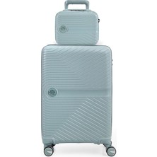 Piel Lino Kabin Boy ve Makyaj Polipropilen Valiz PL015239-SMK Mavi