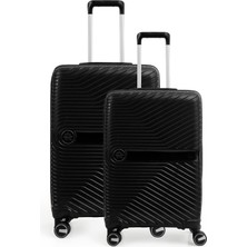 Piel Lino Orta Boy ve Küçük Polipropilen Valiz PL015239-MS Siyah