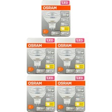 Avarson (5 Adet) Ledvance 12VOLT 6,5W (50W) Sarı (2700K) Gu5.3 Duylu (Iğne Bacak) LED Spot Ampul