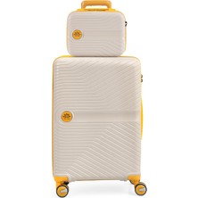 Piel Lino Kabin Boy ve Makyaj Polipropilen Valiz PL015239-SMK Beyaz-Sarı