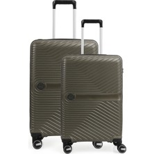 Piel Lino Orta Boy ve Küçük Polipropilen Valiz PL015239-MS Yeşil