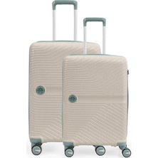 Piel Lino Orta Boy ve Küçük Polipropilen Valiz PL015239-MS Beyaz-Mavi