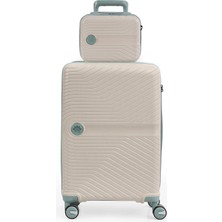 Piel Lino Kabin Boy ve Makyaj Polipropilen Valiz PL015239-SMK Beyaz-Mavi