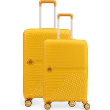 Piel Lino Büyük Boy ve Orta Polipropilen Valiz PL015239-LM Sarı