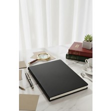 ArtMaster A4 Kareli Defter 160 Yaprak 1 Adet Siyah Termo Deri Kapaklı Defter 21X29CM Okul Defteri Kareli Defter Deri Kapaklı