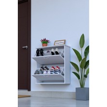 Eliusta Narel Beyaz Renk Kapı Önü Ayakkabılık 72 cm Genişlik Dış Mekan Asma Ayakkabılık 72 x 78 x 26 cm