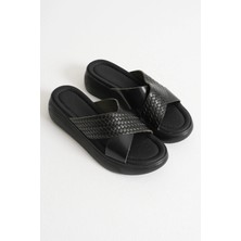 Trendella Fayn Siyah Hakiki Deri Terlik