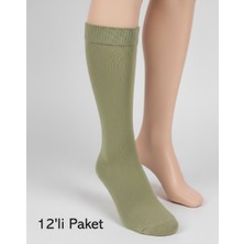 Balkonda Erkek Askeri Çorap Haki Yeşil 12'li Ekonomik Paket Pamuk Cotton