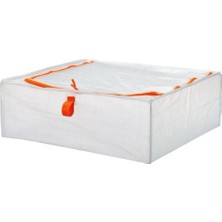 Ikea 55X49X19 Boyutlarında  Beyaz Turuncu Detaylı Fermuarlı Hurç Pratik