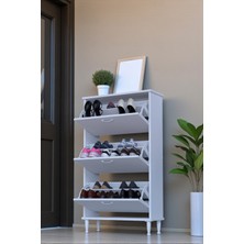 Eliusta Duru 72 cm Genişlikte Beyaz Renk Ayaklı Ayakkabılık Antre/kapı Önü 72X127X26 cm Ayakkabılık