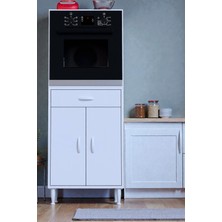 Eliusta Sakür Ankastre Fırın Dolabı 56 cm Özel Genişlik Beyaz  Depolama Alanlı 60X152X56 cm Beyaz Dolap