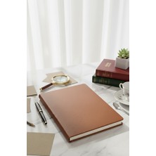 ArtMaster A4 Kareli Defter 160 Yaprak 1 Adet Kahverengi Termo Deri Kapaklı Defter 21X29CM Okul Defteri Kareli Defter Deri Kapaklı