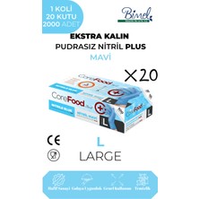 CoreFood Ekstra Kalın Nitril Mavi Plus Muayene Eldiveni L - 1 Koli-20 Paket-2000'li