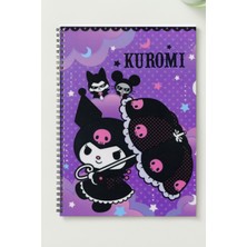 Black-One Kuromi  A5 Metal Spiralli Çizgisiz  kalın bristol Kapak ÖZEL TASARIM TEMALI A5 DEFTER