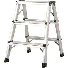 Çift Taraflı 3+3 Basamaklı Alüminyum Katlanır Merdiven | 150 kg Kapasiteli, Kaymaz Tabanlı