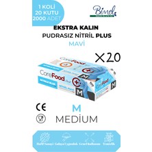 CoreFood Ekstra Kalın Nitril Mavi Plus Muayene Eldiveni M - 1 Koli-20 PAKET-2000'LI
