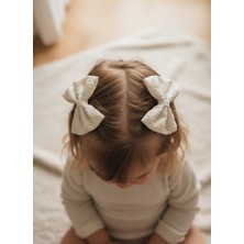 Fisto Iıkili Kombin El Yapımı Krem Fiyonk Toka, Kına Nikah Kiz Cocuk Toka, Özel Tasarım Toka