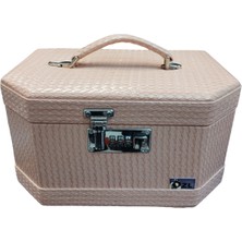 Özbience Taşınabilir Deri Makyaj ve Tıraş Kutusu Ahşap Bej Renk Düzenli Kullanım İçin Ideal