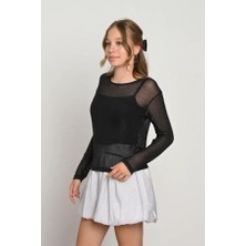 Loco Loco File Simli Kız 2'li Bluz - Siyah