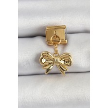 Dktt 316L Çelik Sallantılı Fiyonk Model Gold Renk Nomination Charm - TJ-BC1412