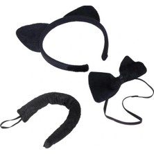 NessiWorld Kedi Kostüm Taç Kuyruk Papyon Seti Karışık