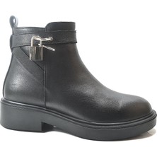 Onlo Ayakkabı 26K-1002 Hakiki Deri Siyah Klasik Casual Kadın Bot