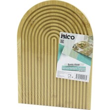 Shopwave Yarım Daire  Çift Taraflı=düz - Kanallı Ahşap Bambu Sunum Tepsi 22X32CM (5047)