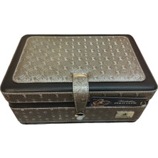 Şık Özbience Deri Makyaj ve Tıraş Kutusu Altın - Gri Renk, Günlük Kullanım için Düzenli Saklama