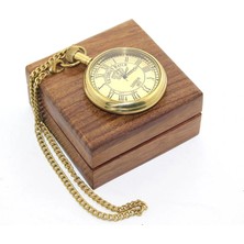 NessiWorld Ahşap Kutulu Pirinç Köstekli Saat Model 9