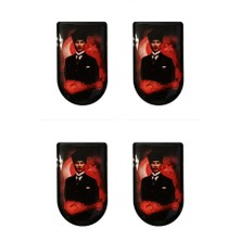 Aresoutdoors Şarjöraltı Sticker Bayrak Etiketi 4 Adet Atatürk Imzalı Kırmızı Desenli