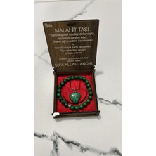 Özbience Doğal Malahit Taşı Kolye ve Bileklik Seti, Şık ve Zarif Takı Hediye