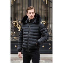 Movento Erkek Kürk Kapüşonlu Şişme Mont