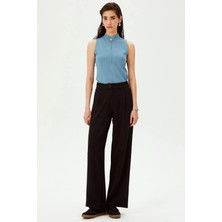 Allyco Pileli Düz Kesim Antrasit Örme Pantolon